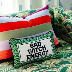 Anthropologie x Furbish Studio Bad Witch Energy Needlepoint Pillow, 9x15”